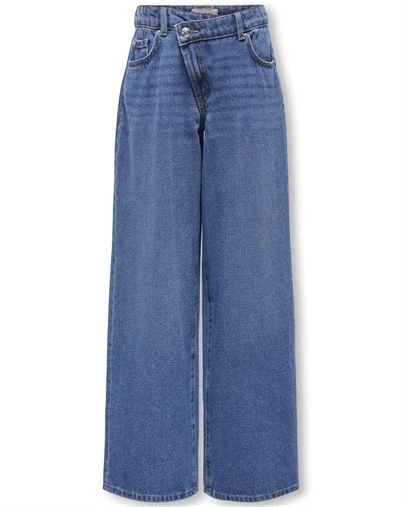 Kids Only - KOGHope Wide Uneven Jeans - Medium Blue Denim